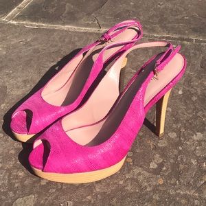💖Cole Haan Nike Air Fuchsia Peep Toe Pump Heels